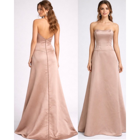 Waters & Waters Dresses & Skirts - New Watters & Watters Strapless Satin Wedding Formal Gown Size 2 Blush Champagne